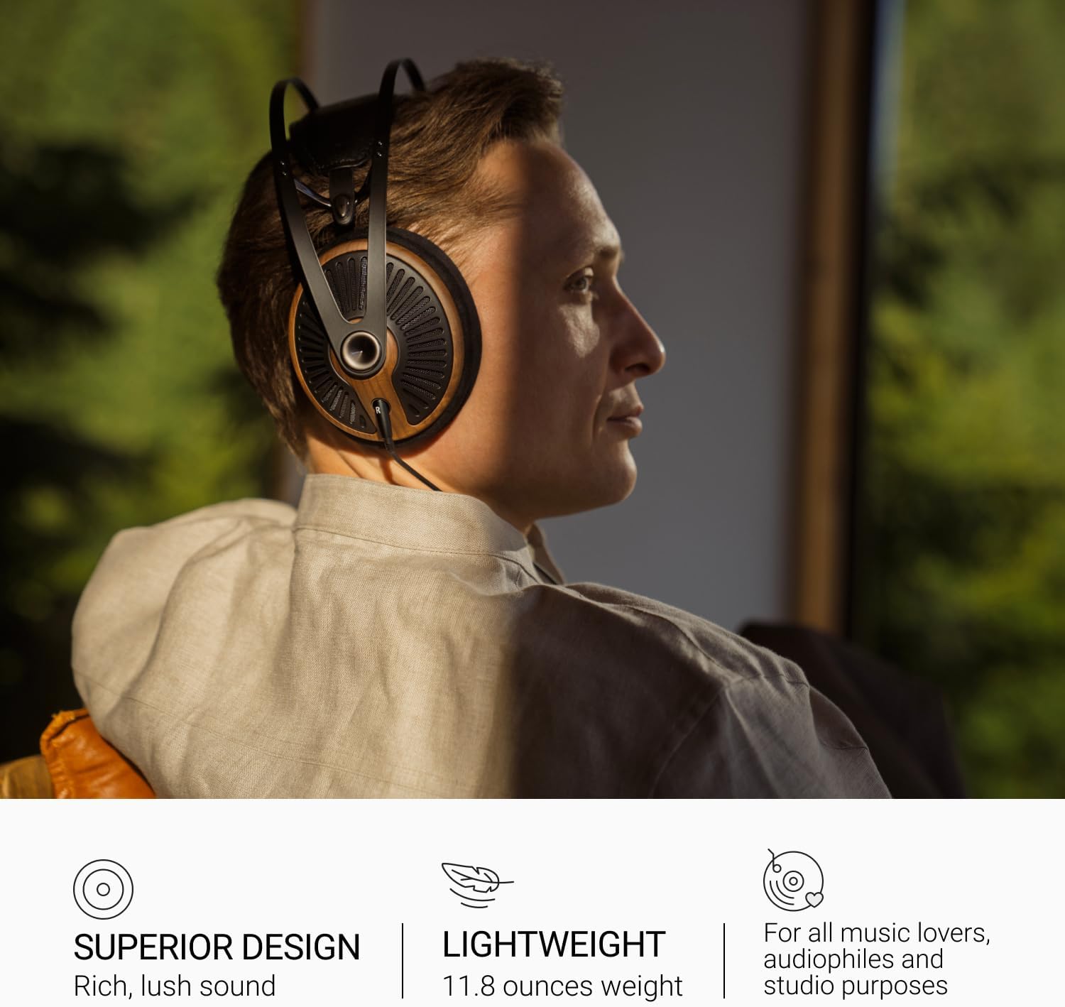 MEZE Audio 105 Silva | Wired Over-The-Ear Lightweight Audiophile Open-Back Headphones | 50mm Dynamic Drivers | Low Impedance 42 Ohms | Cables and Carrying Pouch Included