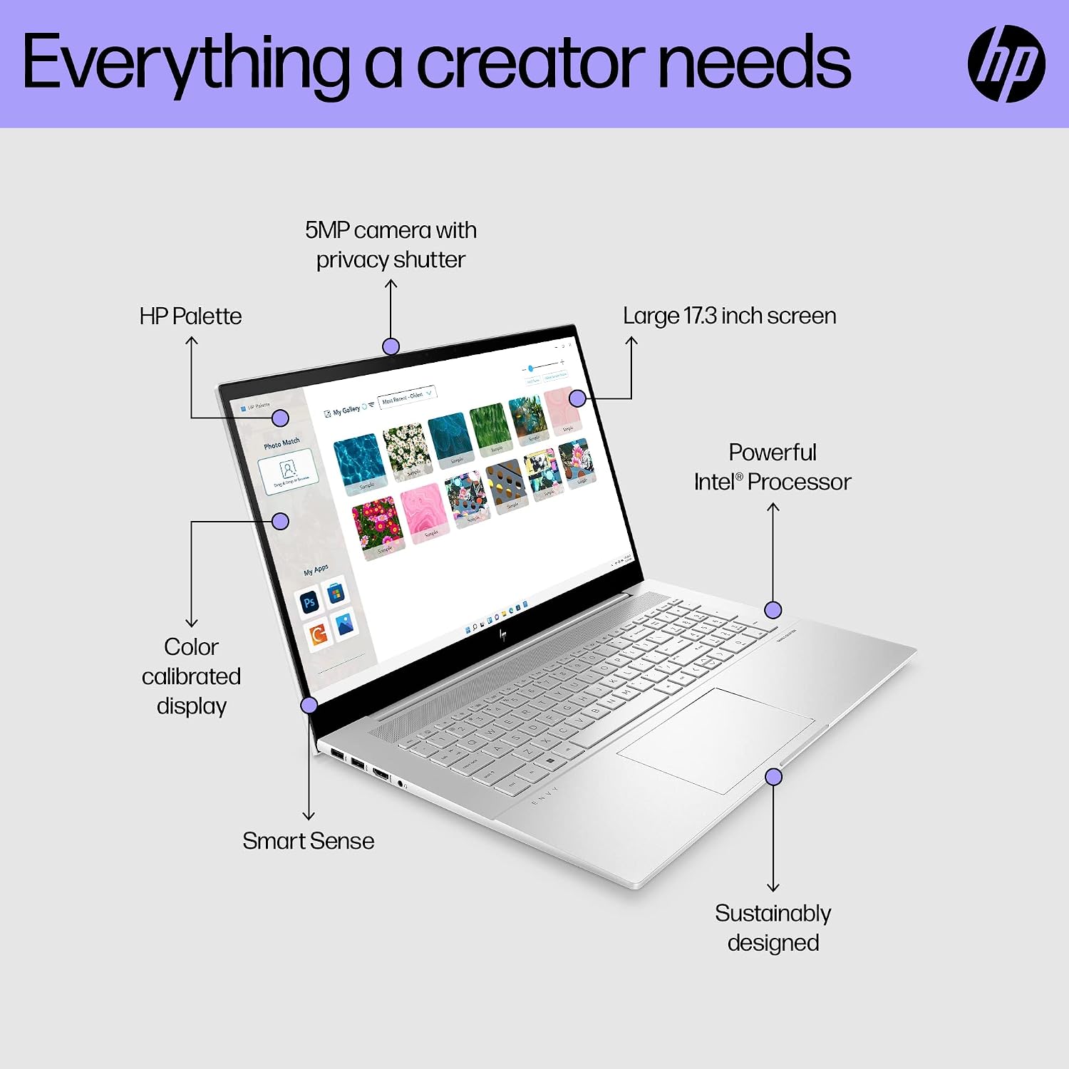 HP Envy Laptop, 17.3' Full HD Touchscreen, 12th Gen Intel Core i7-1260P, 16GB DDR4 RAM, 1TB PCIe SSD, IR Camera, HDMI, Backlit Keyboard, Wi-Fi 6, Windows 11 Home, Silver