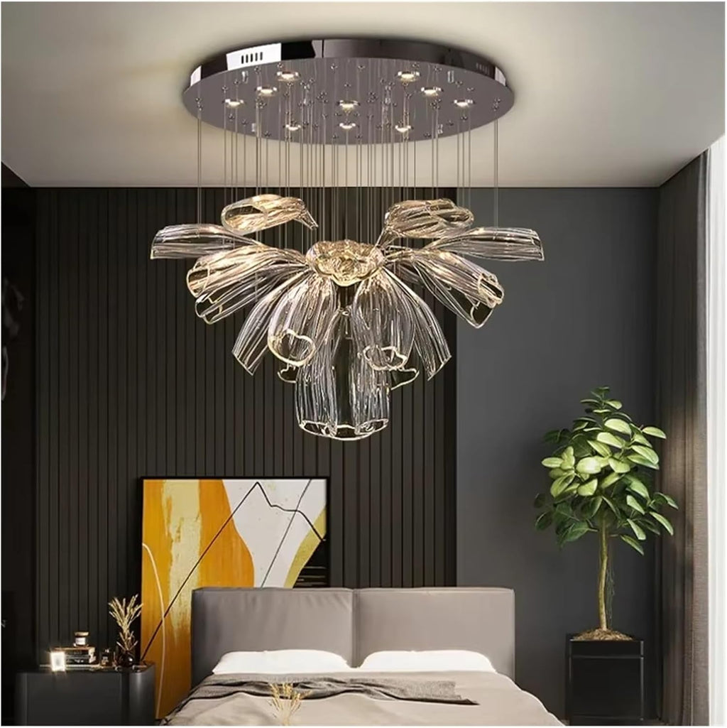 Modern Luxury Crystal LED Chandelier Living Room Restaurant Hotel Lobby Villa Glass Chandelier Gold and Silver Color Decorative Light,Dining Light Fixtures