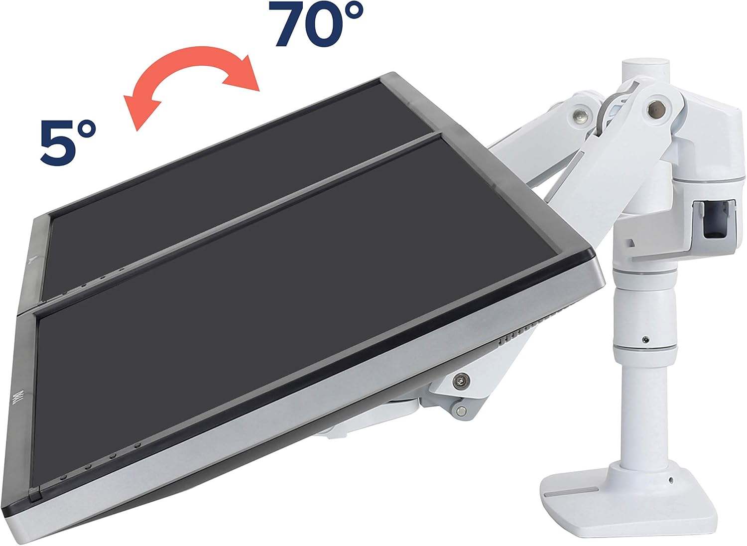 Ergotron – LX Vertical Stacking Dual Monitor Arm, VESA Desk Mount – for 2 Monitors Up to 24 Inches, 7 to 20 lbs Each – White