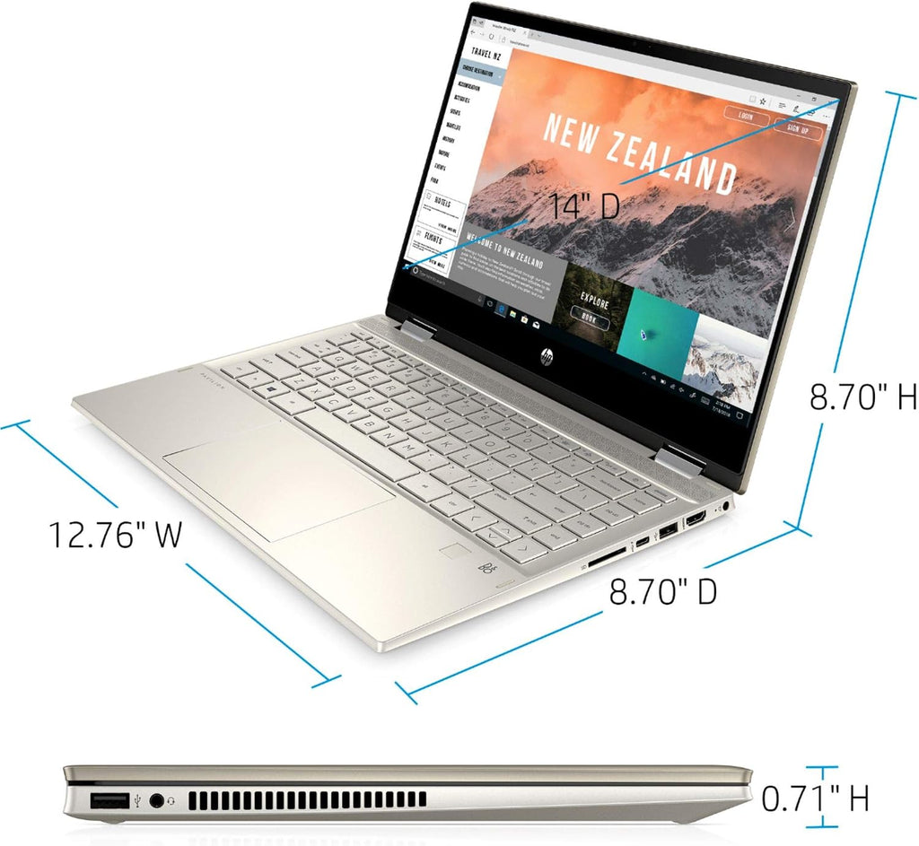 HP 2020 Pavilion x360 14' FHD WLED Touchscreen 2-in-1 Convertible Laptop, Intel Core i5-1035G1 up to 3.6GHz, 8GB DDR4, 256GB SSD, 802.11ac, Bluetooth, Webcam, HDMI, Fingerprint Reader, Windows 10