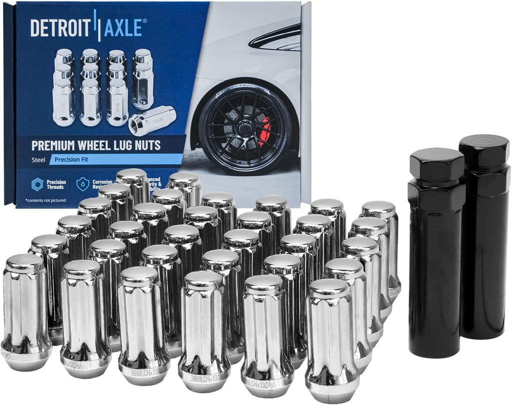 Detroit Axle - Brake Kit for Chevrolet GMC Avalanche Suburban Yukon XL 2500, Silverado Sierra 2500 3500 HD, Disc Brake Rotors Ceramic Brake Pads Wheel Lug Nuts Socket Keys Replacement