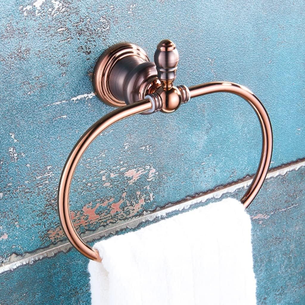 Bathroom Hardware Set Brown Bronze Rose Gold Towel Rack Set Towel Bar Toilet Paper Holder Towel Ring Wall Mounted Bathroom Accessories Kit Wall Mounted,Single Glass(Towel Ring)