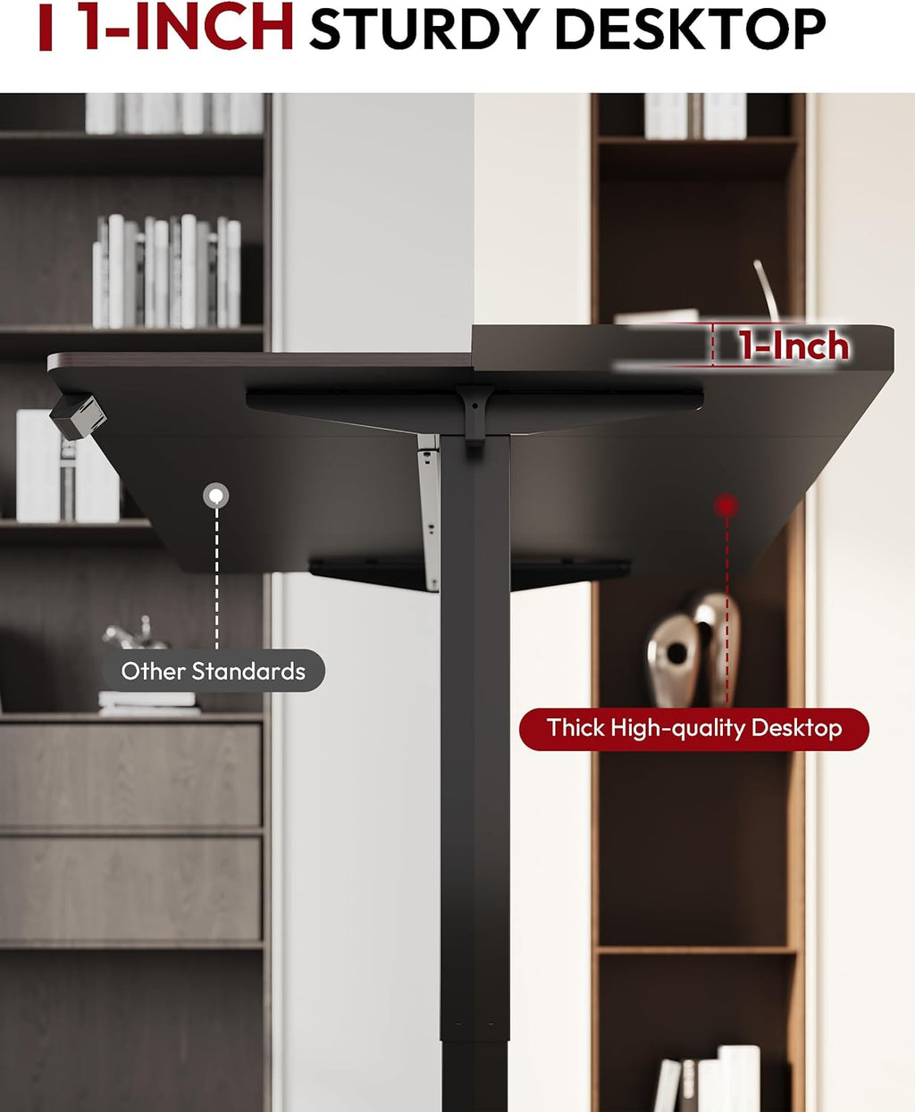 SANODESK Electric Standing Desk 55 x 28 Inches Whole-Piece Desktop Height Adjustable Stand Up Desk w/6-Button Controller Ergonomic Computer Desk for Home Office, Black Frame + Black Tabletop