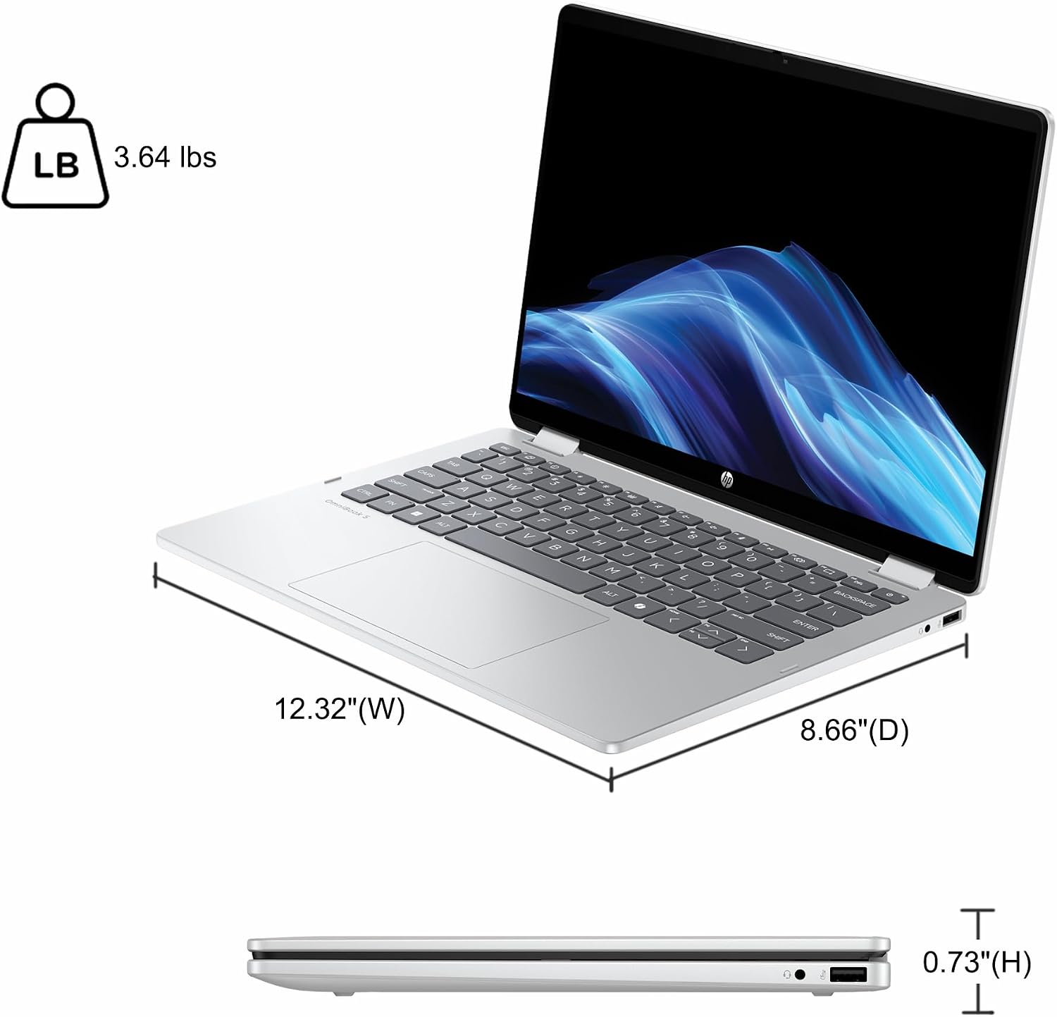 HP OmniBook 5 Flip 2-in-1 Laptop 14' WUXGA IPS Touchscreen Intel 10-core Core 7 150U 16GB RAM 1TB SSD Backlit Wi-Fi6E 5MP IR Privacy Camera Win11Pro ICP Hub