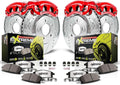 PowerStop Front and Rear Brake & Caliper Kit for INFINITI Q50 2014-24 | INFINITI Q60 2017-22 - Drilled & Slotted Disc Rotors + Carbon-Fiber Ceramic Brake Pads + Red-Powder Coated Calipers, KC8006-26
