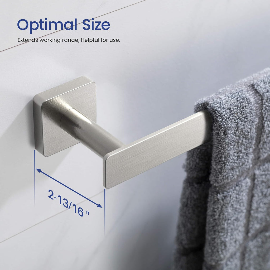 KIBI Blaze Bathroom Hardware Set 4 Piece Bathroom Accessories Set | Towel Bar (25'), Towel Holder, Toilet Paper Holders, Robe Hook (Brushed Nickel) (KBA16-4)