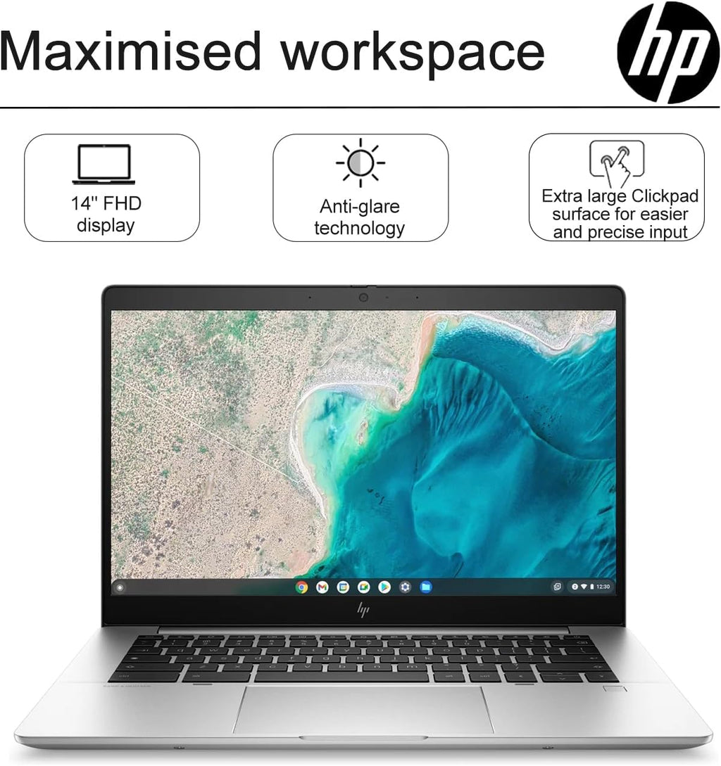 HP Elite C640 G3 Chromebook Plus (14' FHD, Intel i5-1245U vPro, 8GB RAM, 1TB SSD, 10-Core (>i7-1165G7)) Enterprise Laptop for Business, College, Backlit, Fingerprint, 2x Thunderbolt 4, Chrome OS