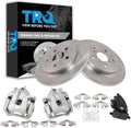 TRQ Rear Brake Pad and Rotor Set Ceramic Solid Rotors Calipers Compatible with 2010-2013 Toyota Prius