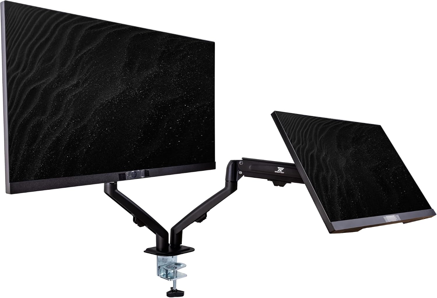 HP Series 5 Pro 24' WUXGA IPS Monitor with 5ms Response Time, Flicker Free, VESA Mount (100mm), Displayport, HDMI, Black/Silver Color 2 Pack with DKZ Hub & ErgoFlexy Dual Monitor Mount