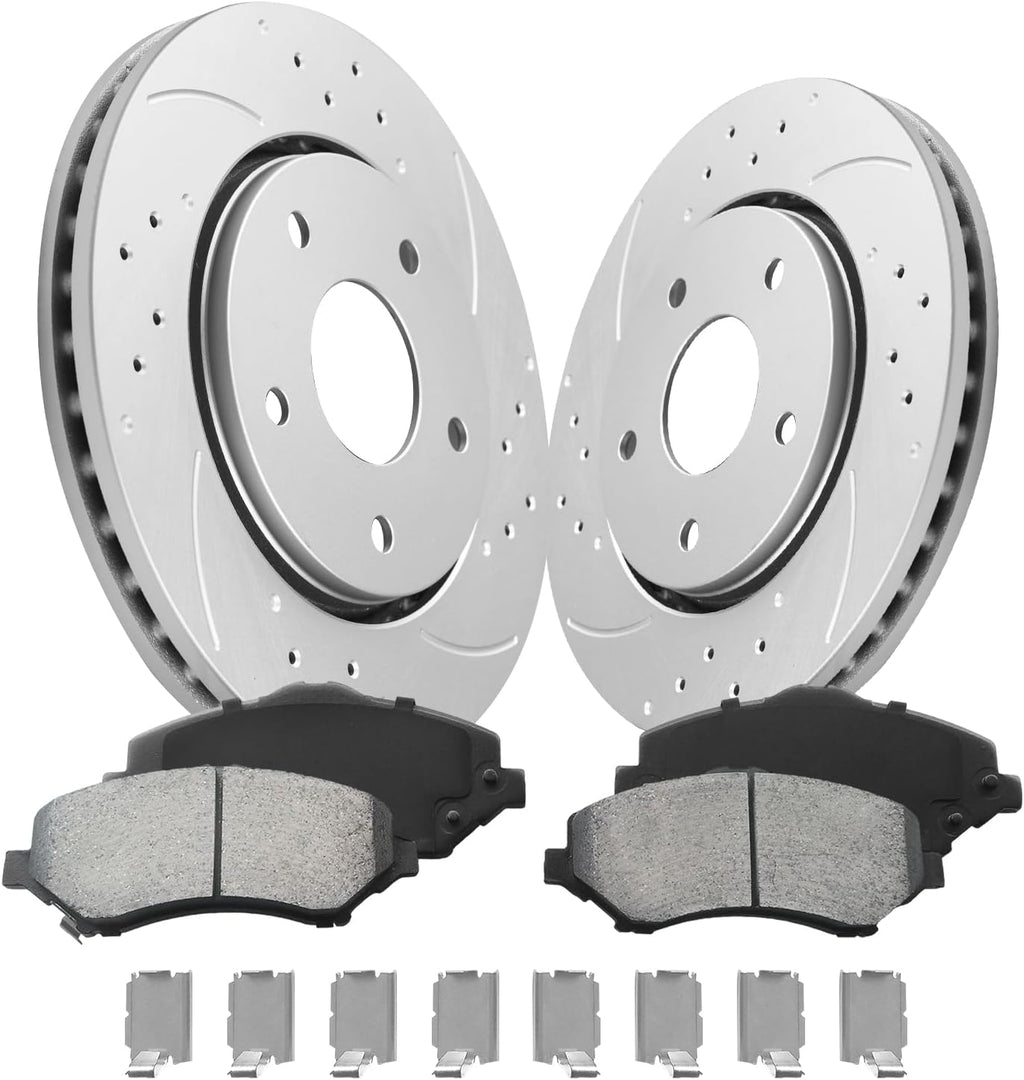 Front Brake Pads and Rotors Kit 302mm(11.9in) Compatible with 2008-2016 Dodge Grand Caravan, 2009-2013 Dodge Journey, 2008-2016 Chrysler Town & Country| Front Automotive Replacement Brake Kits