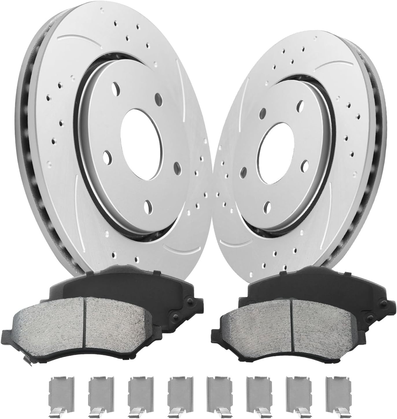 Front Brake Pads and Rotors Kit 302mm(11.9in) Compatible with 2008-2016 Dodge Grand Caravan, 2009-2013 Dodge Journey, 2008-2016 Chrysler Town & Country| Front Automotive Replacement Brake Kits