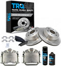 TRQ Rear Ceramic Brake Pad Rotor & Caliper Kit w/Fluids Compatible with Escalade Silverado