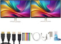 LG Ultrafine 27US500-W 27' 4K UHD (3840×2160) Monitor (White) (2-Pack) | IPS Display, HDR10, 60Hz, 90% DCI-P3 Gamut, Anti-Glare Screen, Tilt Stand, HDMI & DisplayPort - Bundle