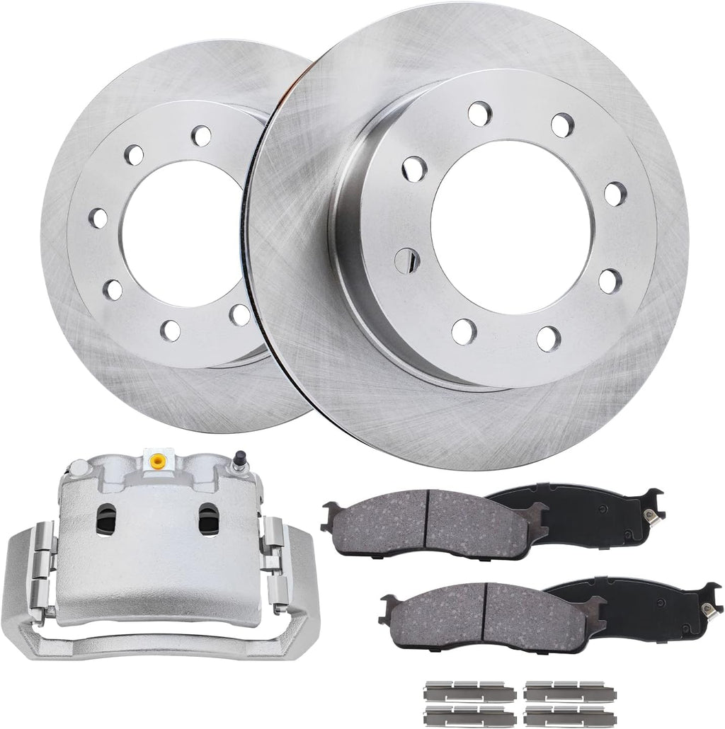 Detroit Axle - 353mm Front Disc Rotors Ceramic Pads Right Brake Caliper Replacement for 2006-2008 Dodge Ram 1500 2500 3500