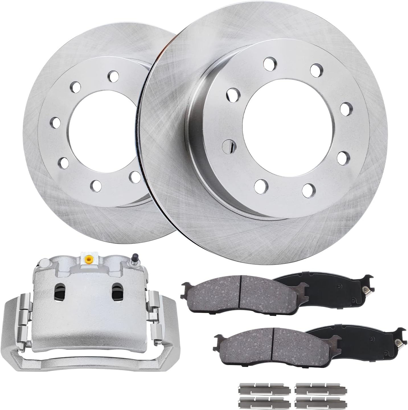 Detroit Axle - 353mm Front Disc Rotors Ceramic Pads Right Brake Caliper Replacement for 2006-2008 Dodge Ram 1500 2500 3500