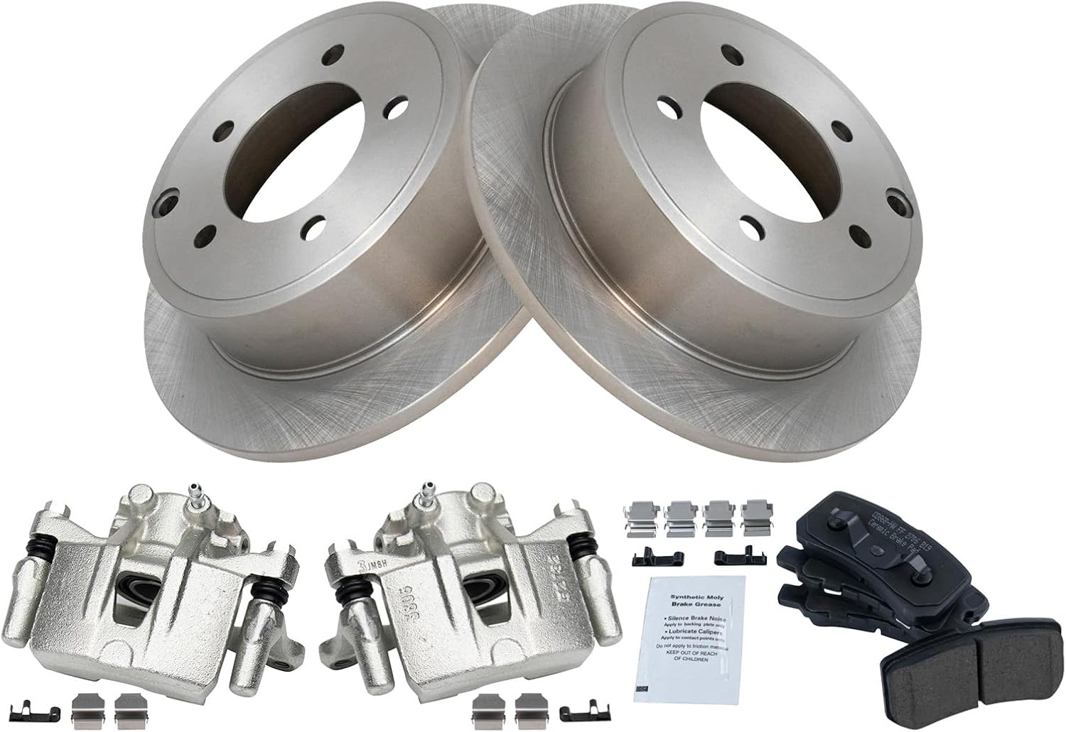 TRQ Rear Brake Pad and Rotor Set Ceramic Rotors Calipers 262mm Diameter Compatible with 2009-2011 Mitsubishi Lancer