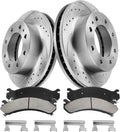 Front Brake Pads And Rotors Kit Compatible With 2001-2010 Chevrolet Silverado 2500 HD, 55072 D784-7652 Automotive Replacement Brake Kits Geomet Drilled And Slotted Rotors 325mm(12.8in)