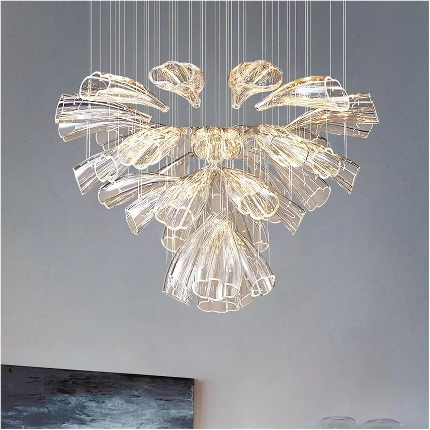 Modern Luxury Crystal LED Chandelier Living Room Restaurant Hotel Lobby Villa Glass Chandelier Gold and Silver Color Decorative Light,Dining Light Fixtures