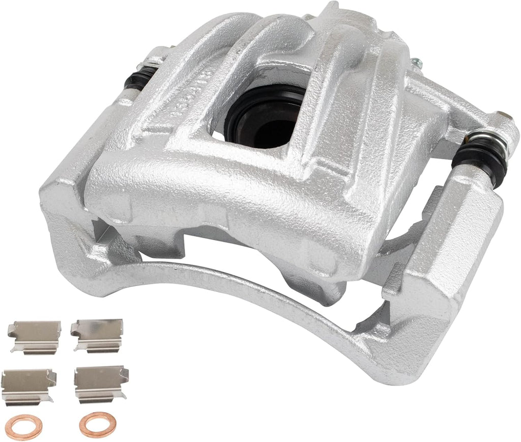 TRQ Front Brake Pad and Rotor Set Ceramic Vented Rotors Calipers Hoses Compatible with 2002-2007 Jeep Liberty