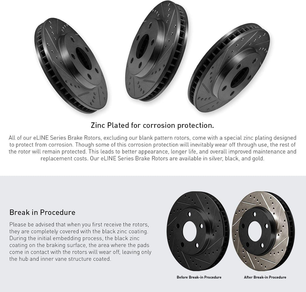 R1 Concepts Front Brake Kit| Semi Met Brake Pads and Drilled Slotted Brake Rotors| 1BC.72038.03