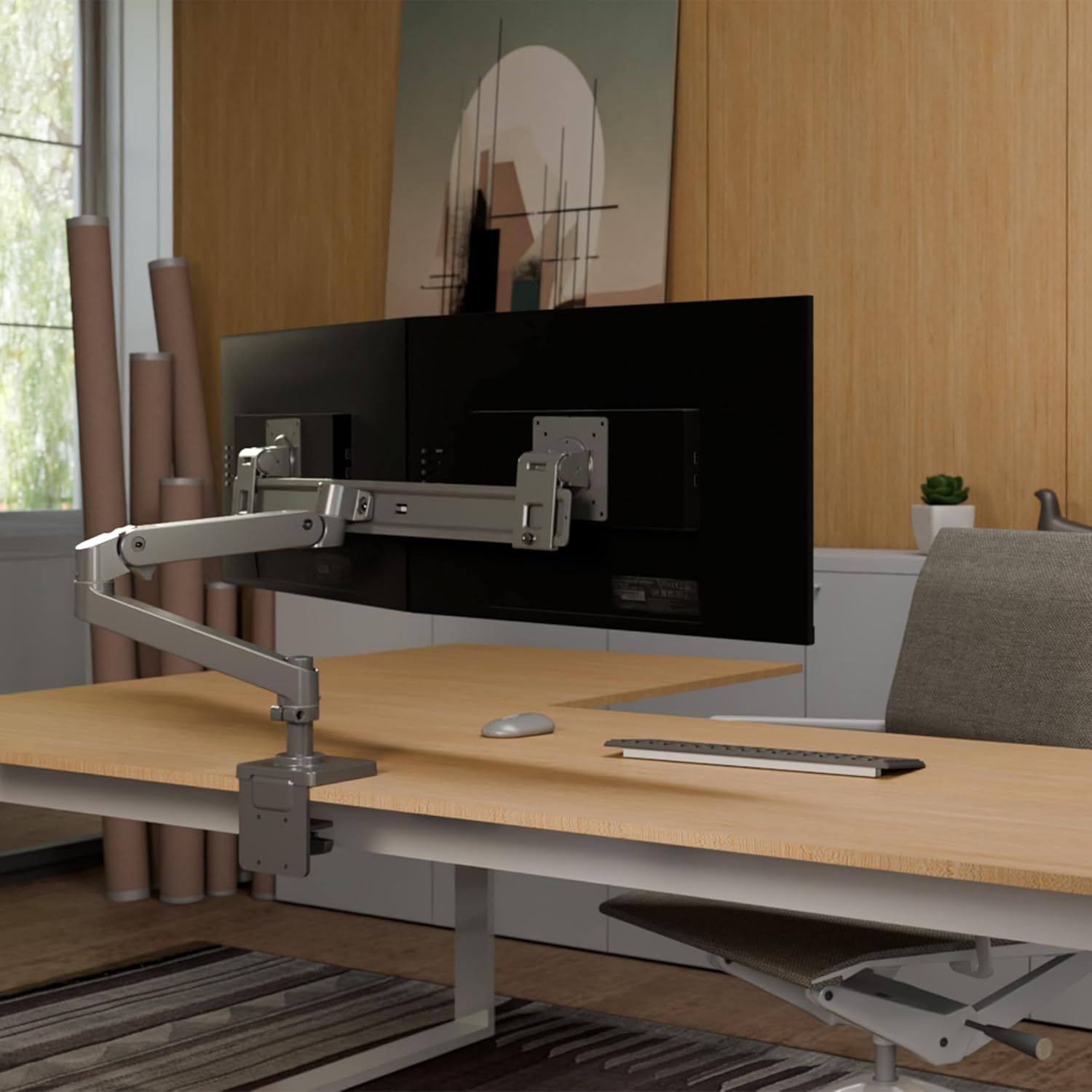 Ergotron – Upgraded LX Pro Premium Dual Direct Monitor Arm, VESA Desk Mount – for 2 Monitors Up to 27 Inches, 9 lbs Each – Dark Grey