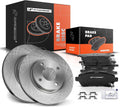 A-Premium 10.16 inch (257.9mm) Front Vented Disc Brake Rotors + Ceramic Pads Kit Compatible with Select Ford Models - Fiesta 2011-2019, 6-PC Set