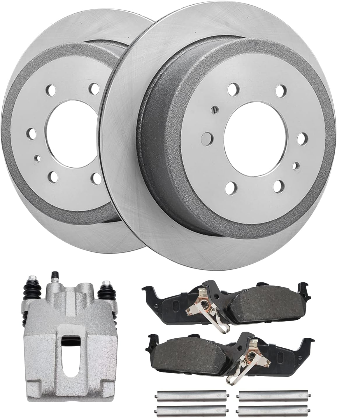 Detroit Axle - Rear Disc Rotors Brake Pads Left Caliper Replacement for 2004-2011 Ford F-150 2006-2008 Lincoln Mark LT - 5pc Set