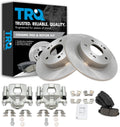 TRQ Rear Brake Pad and Rotor Set Ceramic Solid Rotors Calipers Compatible with 2003 Nissan Maxima
