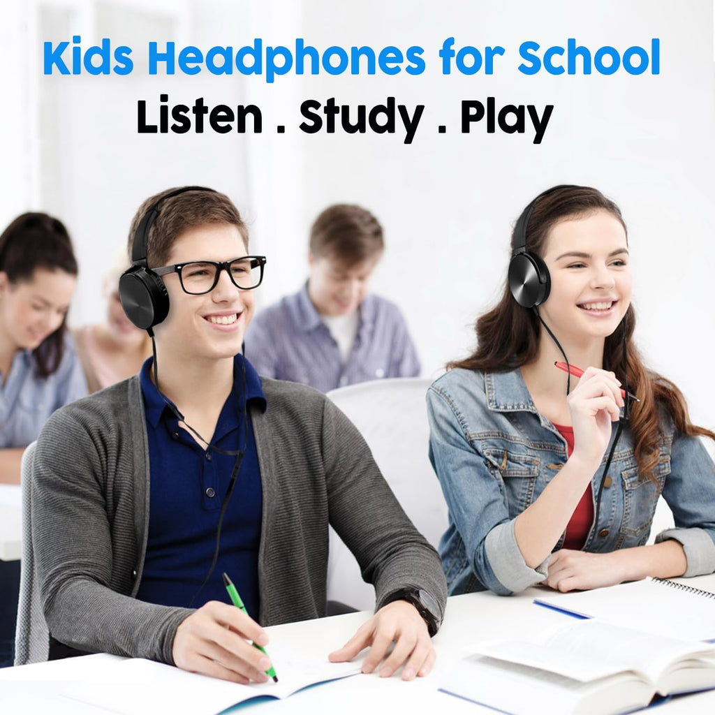 Bulk Headphones for Classroom 24 Pack Durable Wired School Headphones for Kids,Students,Children Toddler Teen Boys Girls and Adult(Black)