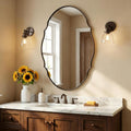 ANDY STAR Bronze Scalloped Mirror 24x36, Brushed Bronze Bathroom Mirror for Over Sink, Stainless Steel Oval Wall Mirror, Vintage Farmhouse Decor for Vanity, Entryway, Rust-Resistant