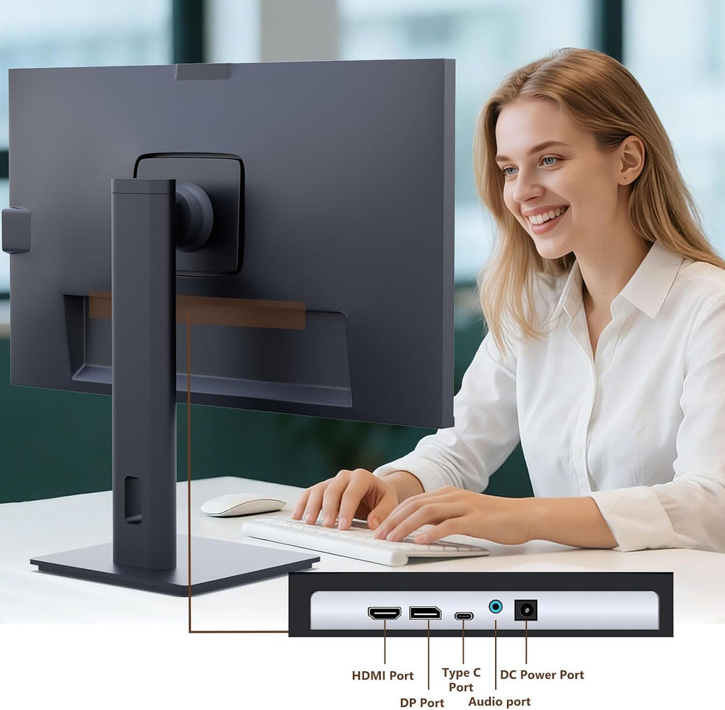 Touchscreen Monitor 24 Inch with Webcam Full HD 2560x1440P @100Hz 10-Point Multi Touch Screen PC Monitor, HDMI VGA USB Port, Built-in Speakers