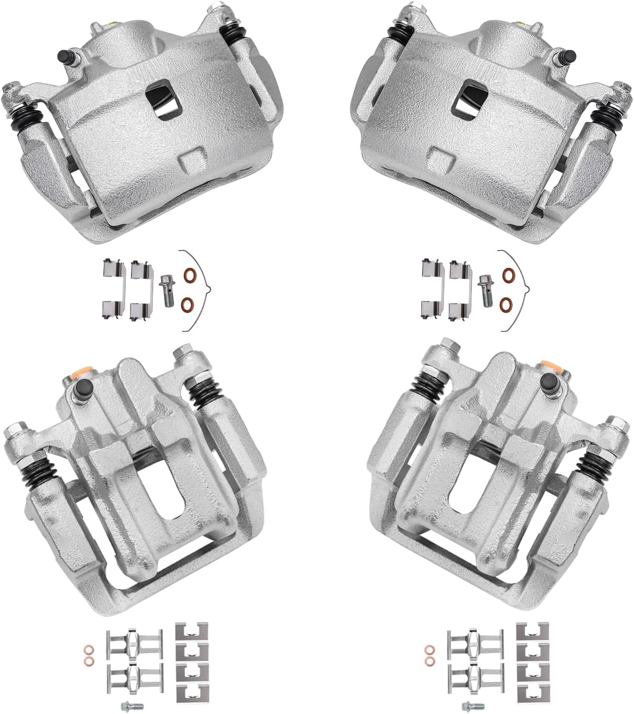 Detroit Axle - 4pc Brake Calipers for 2003-2011 Honda Element Disc Brake Calipers w/Brackets 2004 2005 2006 2007 2008 2009 2010 Front and Rear Replacement