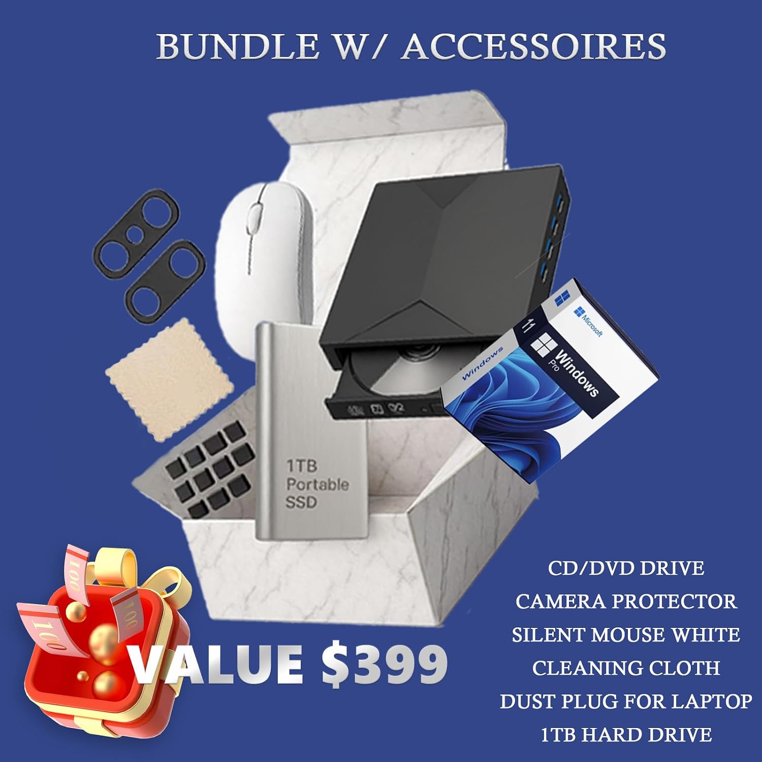 HP 17.3' Laptop for Business and Students, 17.3' HD+ Anti-Glare Display, w/Accessories, Intel (8-Core) i3 - N305, Win 11 Pro, Wi-Fi 6, Copilot AI, 32GB RAM, 1TB SSD