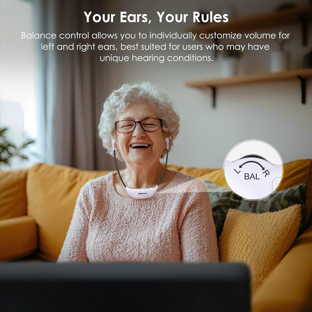 SIMOLIO 2.4G Digital TV Wireless Headphones with Spare Battery for Seniors, Dialog Clarity Wireless Headphones for TV Watching with Tone & Balance Control, Support Optical/RCA/AUX, 164ft, No Delay