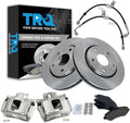 TRQ Front Brake Pad and Rotor Set Ceramic Vented Rotors Calipers Hoses Compatible with 2009-2013 Dodge Journey