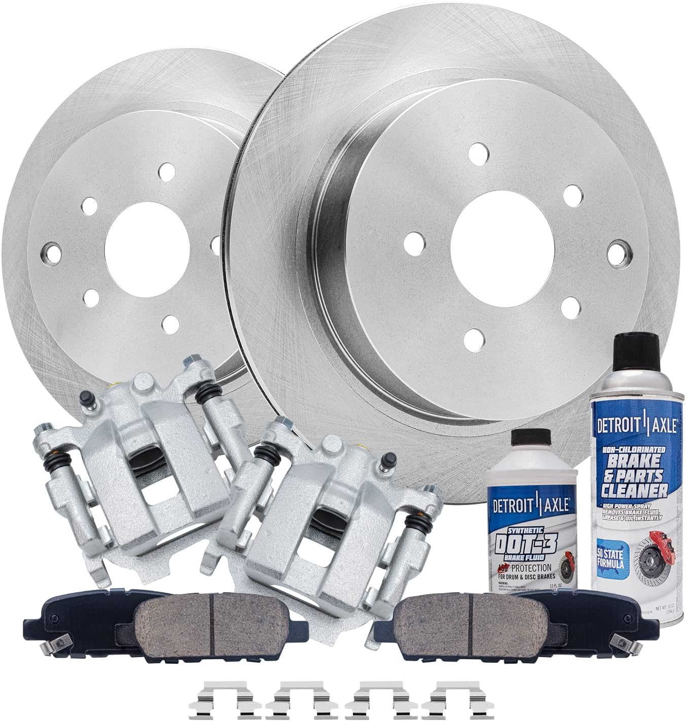 Detroit Axle - Rear Brake Kit for Infiniti JX35 M35H M37 M56 QX60 Nissan Quest Murano Pathfinder, Disc Brake Rotors Ceramic Brakes Pads Brake Calipers Replacement [12.13 inch Rotors]