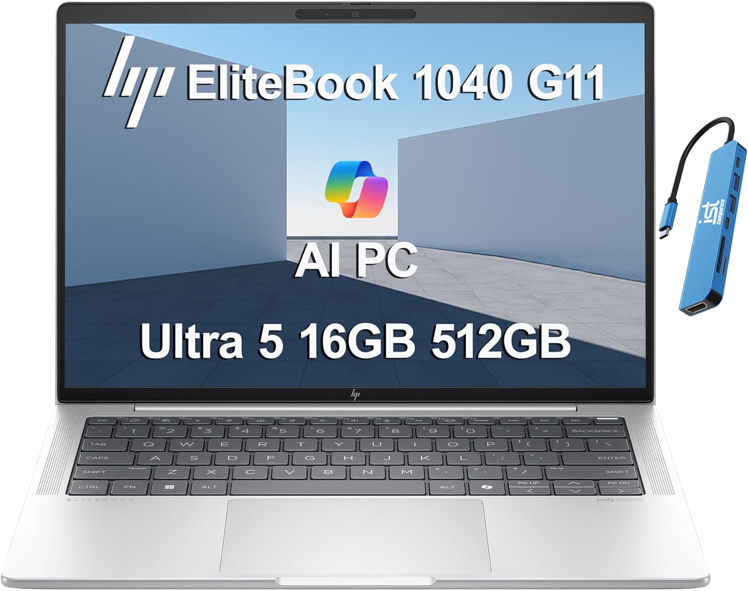 HP EliteBook 1040 G11 Business AI PC Laptop (14' FHD+, Intel 14-Core Ultra 5 125H (> i7-1360P), 16GB DDR5 RAM, 512GB SSD), 2x Thunderbolt 4, Backlit KB, Fingerprint, 5MP IR Webcam, IST HUB, Win 11 Pro