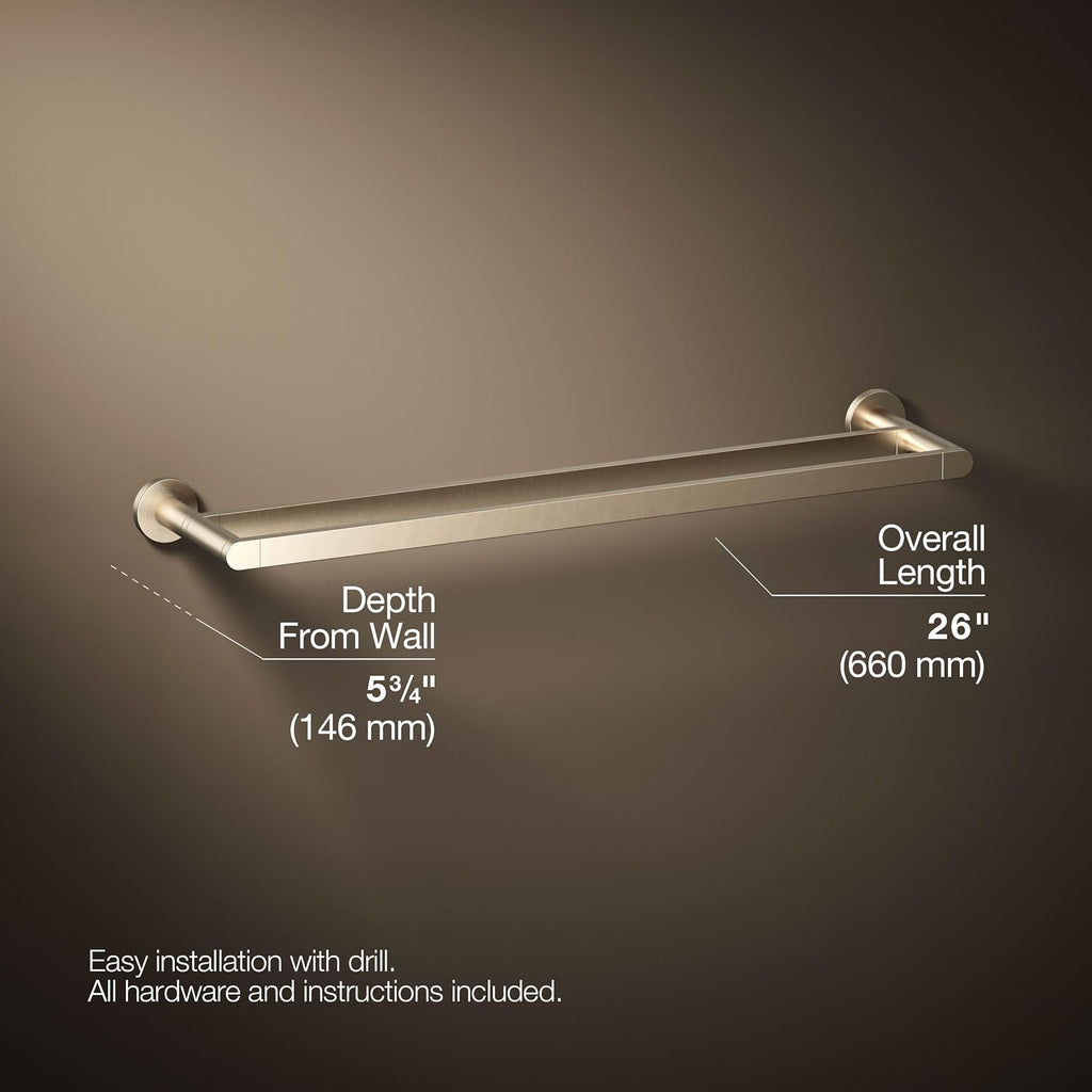 Kohler 73144-BV K-73144-BV Composed Double Towel BAR, Brushed Bronze, Vibrant French Gold