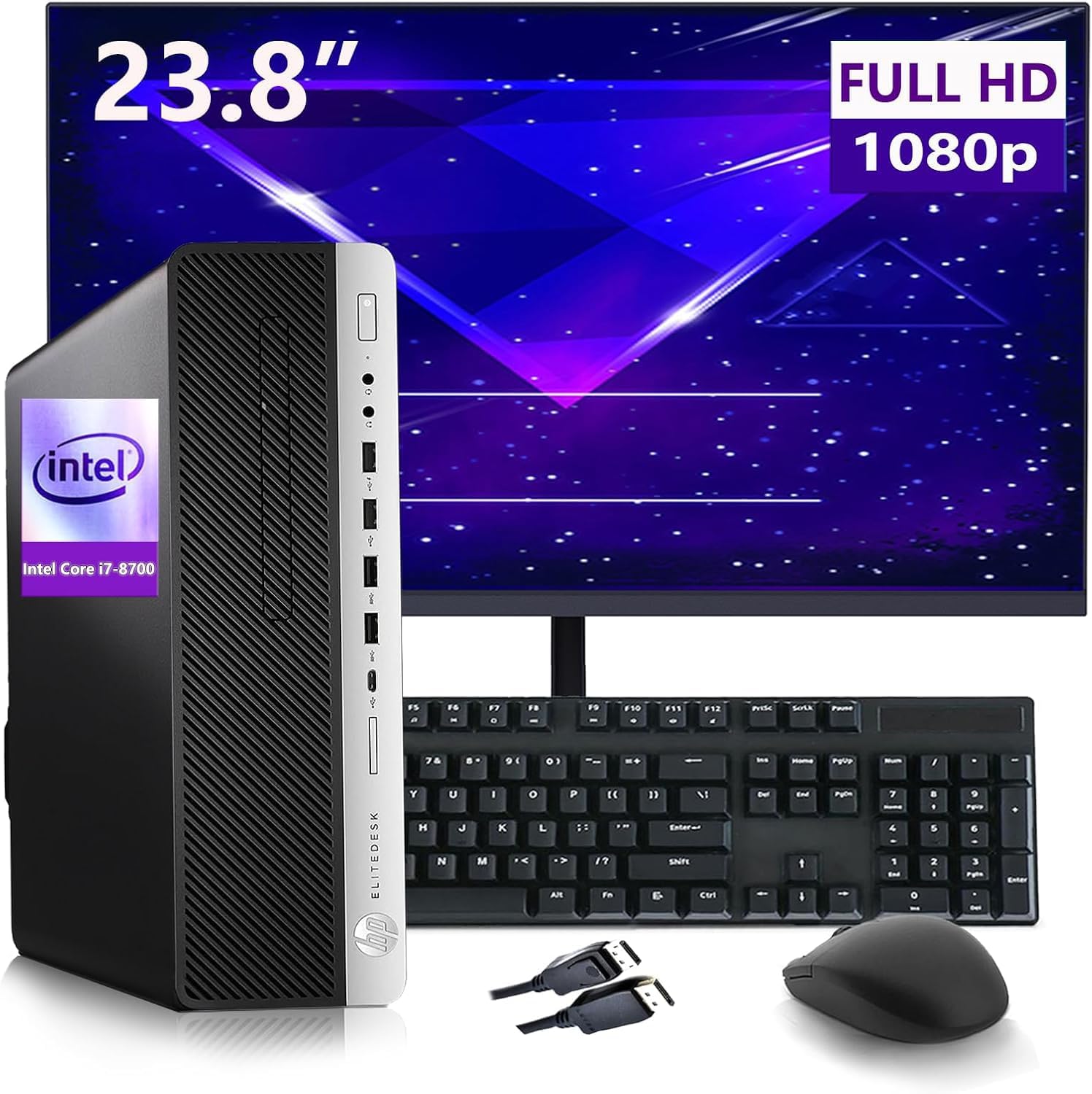 HP EliteDesk 800 G4 SFF Business Desktop PC with New 23.8' FHD Monitor, Intel Core i7-8700, 32GB RAM, 1TB SSD, Mouse & Keyboard, Windows 11 Pro(Renewed)