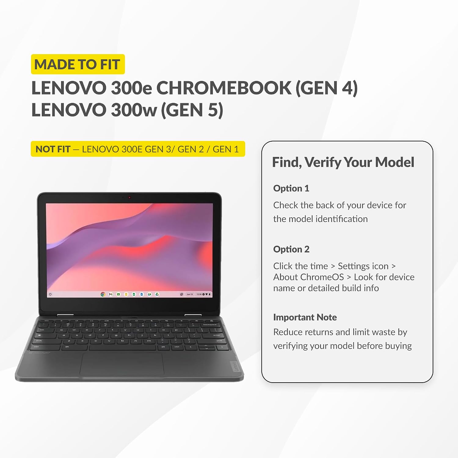 UZBL Air Hard Shell Case for Lenovo Chromebook 300e Gen 4 / 300w Gen 5, Student-Proof K-12 Protective Clear Cover (30-Pack)