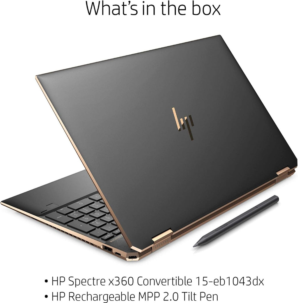 HP Spectre X360 15.6-inch 4K UHD Touchscreen 512GB SSD + 32GB Optane 11th Gen i7 (16GB RAM, Quad-Core i7-1165G7 up to 4.7GHz, Windows 10 Home, 3840 x 2160 Resolution) Nightfall Black, 15-eb1043dx