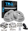 TRQ Rear Brake Pad and Rotor Set Ceramic Solid Rotors Calipers Compatible with 2012-2013 Subaru Impreza