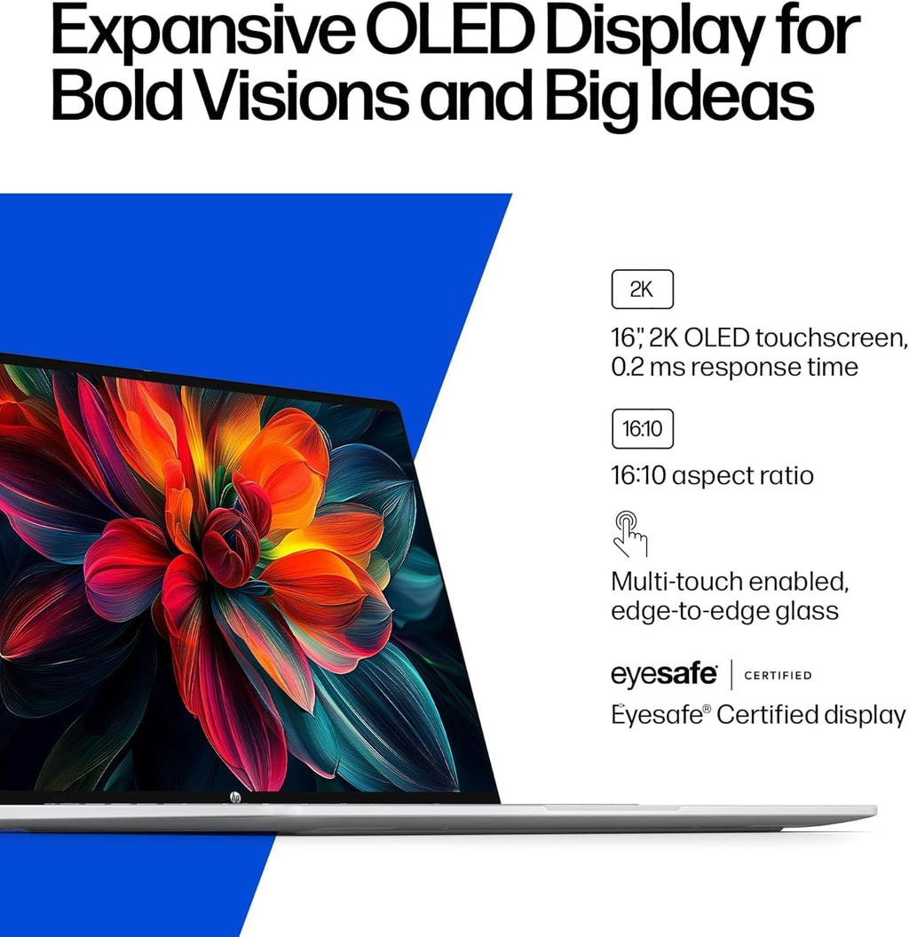HP OmniBook 5 16' Next Gen AI Laptop | 2K OLED Touch Display | Snapdragon X Plus X1P-42-100 (Bests i7-1355U) | 16GB LPDDR5x RAM 1TB SSD | Windows 11 Pro