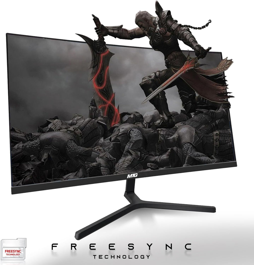 MTG 27' Curved Monitor Full HD 1080P Frameless Screen, HDMI DP USB Audio, Low Motion Blur, VESA Mount, Webcam with Wireless Keyboard Mouse & Soundbar, Computer Monitor for Gaming, Home and Office