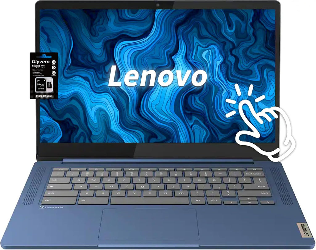 Lenovo Chromebook 14' FHD Touchscreen, 8 Core MediaTek Kompanio 520, 4GB LPDDR4X, 128GB Storage (64GB eMMC+64GB SD Card), Business & Student Laptop, Privacy Camera, Webcam, WiFi 6, Chrome OS, Blue