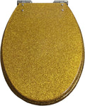 Glitter Toilet Seat, Round, Resin Toilet Seat Cover, Easy Installation And Cleaning, Soft Close Toilet Seats (Gold, Silver, Black, Pink) 36 * 42Cm,Gold