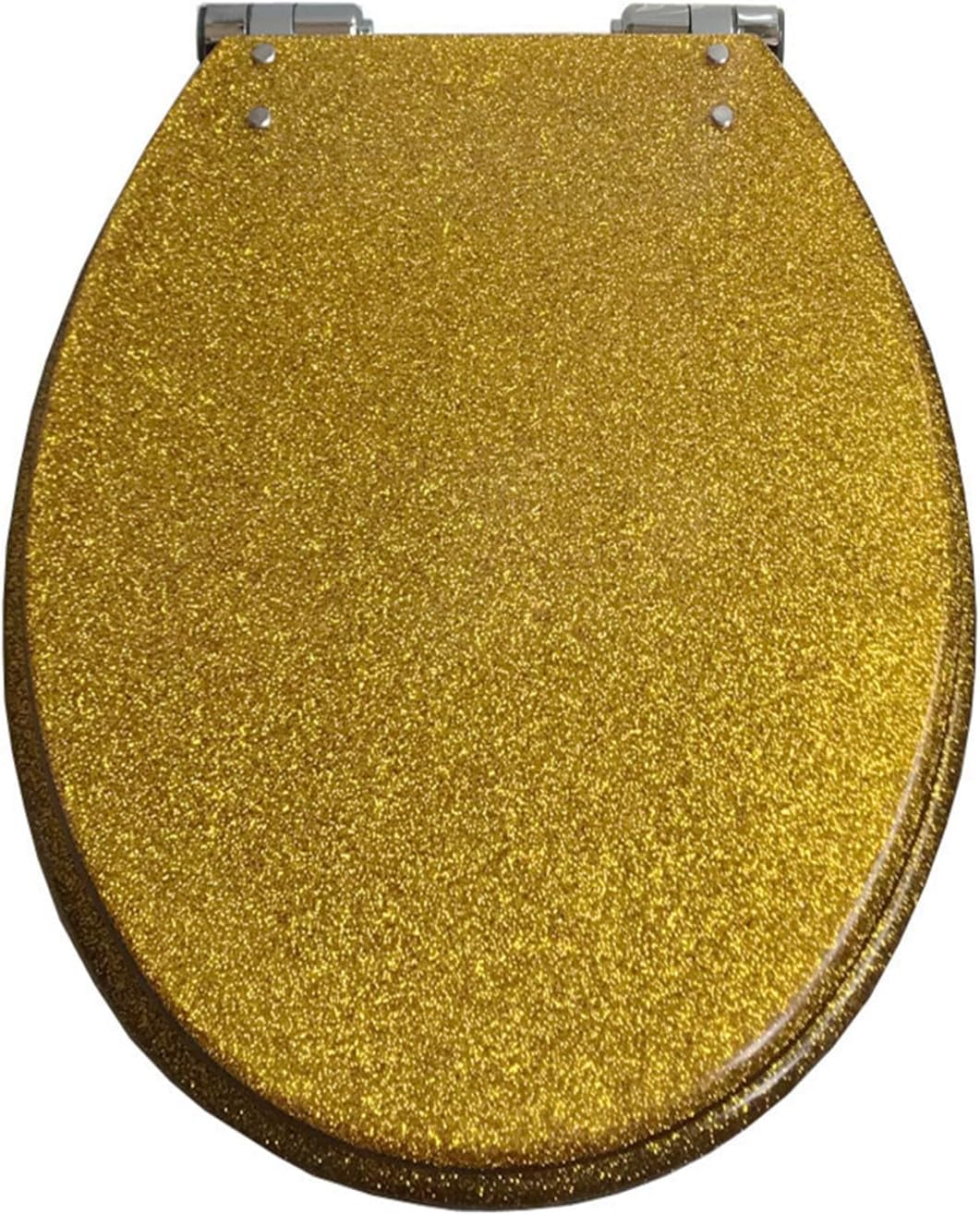 Glitter Toilet Seat, Round, Resin Toilet Seat Cover, Easy Installation And Cleaning, Soft Close Toilet Seats (Gold, Silver, Black, Pink) 36 * 42Cm,Gold