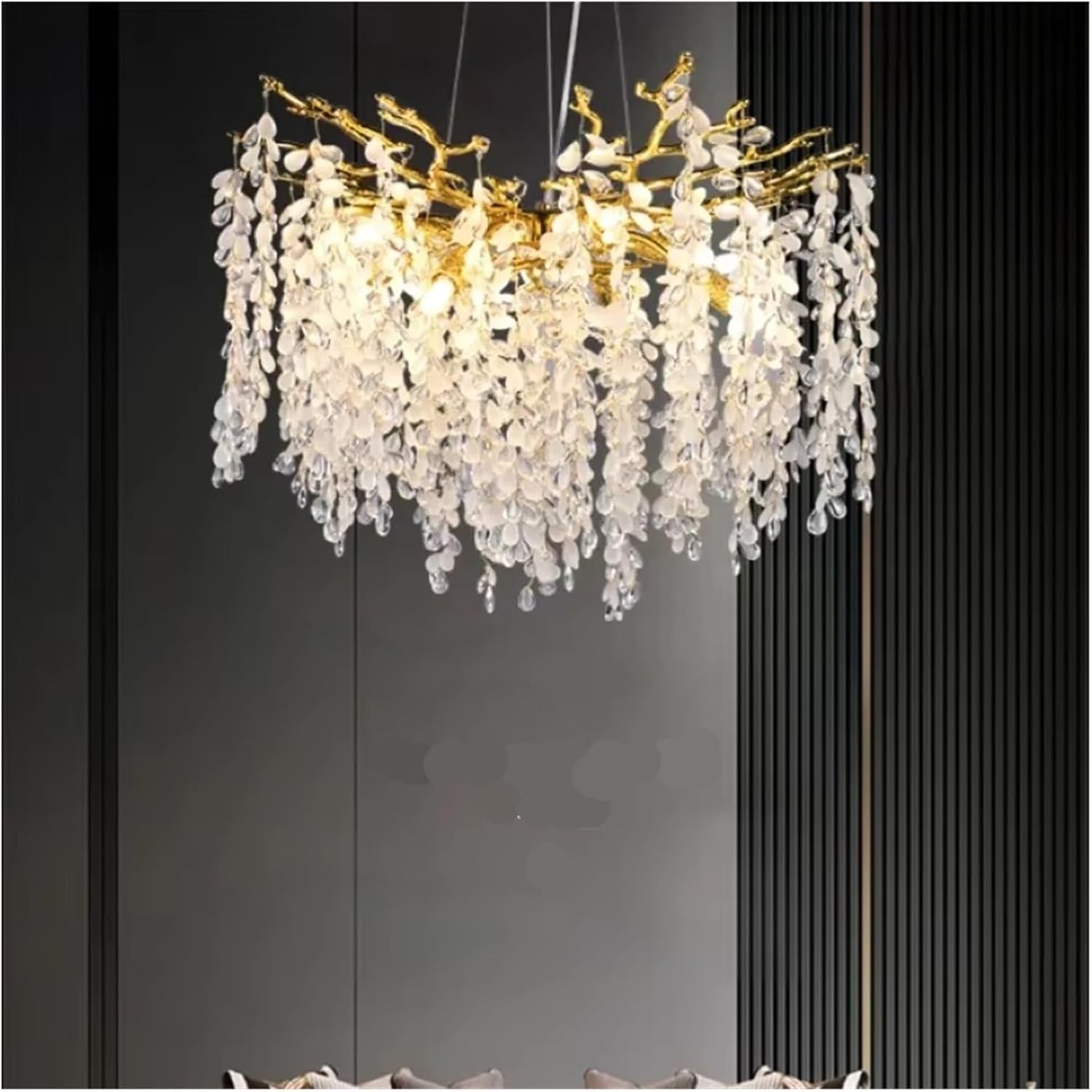Designer Grape Crystal Splendid Silver Gold Hanging Lamp Luxury Villa Living Room Restaurant Lamp Branch Splendid LED,Dining Light Fixtures