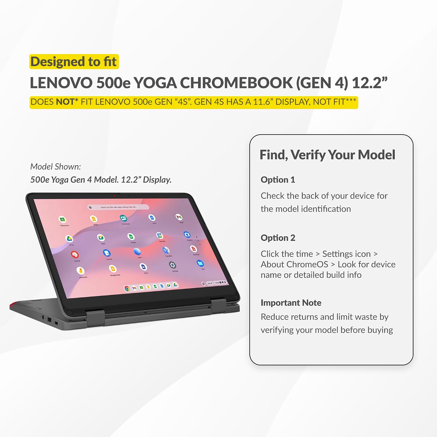 UZBL Air Hard Shell Case for Lenovo Chromebook 500e / 500w Gen 4 & Lenovo 500w Gen 5 12.2', Protective Clear Cover (30-Pack)